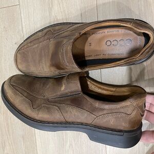 ECCO Light Shock Point brown leather slip-on comfort shoes men's 43/9-9.5